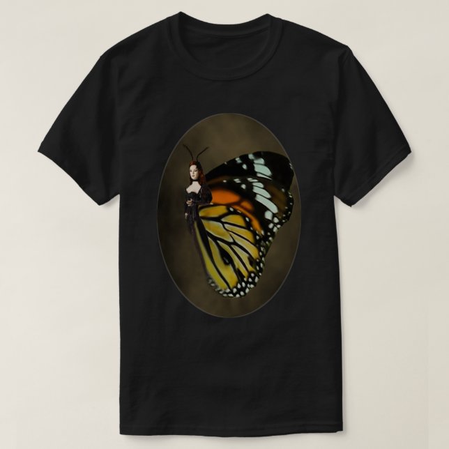 CLASSY FEMALE HUMAN BUTTERFLY TEE SHIRT (Design Front)