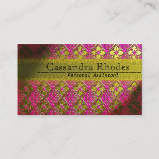 Customizable Classy &amp; Feminine Gold Metal &amp; Pink Business Cards
