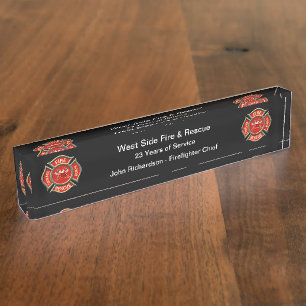 Classy Fireman Retirement Acrylic Desk Plaques Name Plate