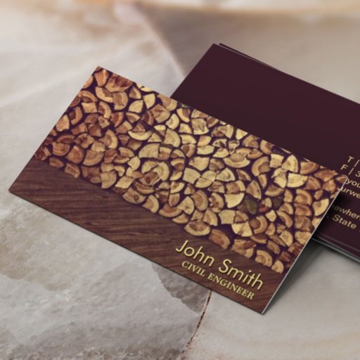 Customizable Classy Firewood Civil Engineer Business Card