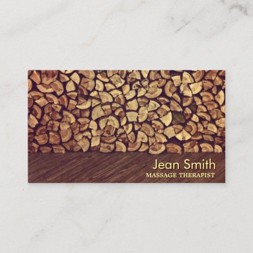Customizable Classy Firewood Massage Therapist Business Card