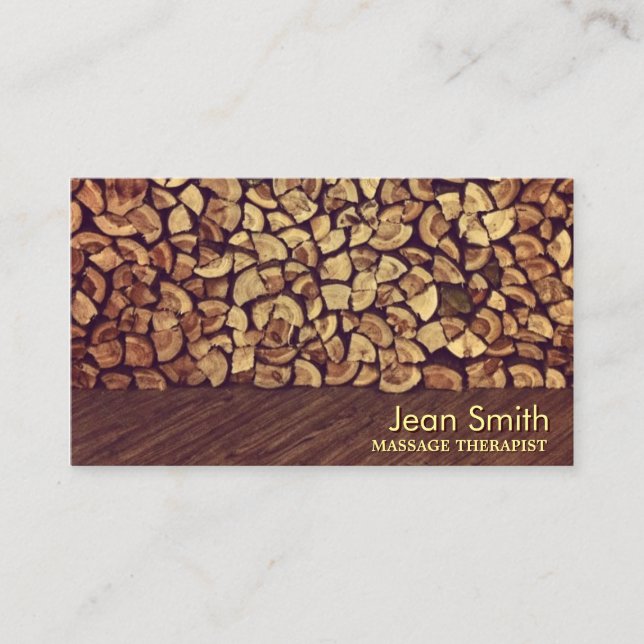 Classy Firewood Massage Therapist Business Card (Front)