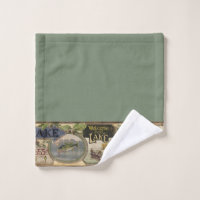 Classy Fishing Lodge Border Bathroom Towel Set, Zazzle