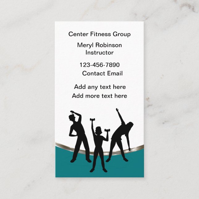 Classy Fitness Class Instructor Business Cards  (Front)