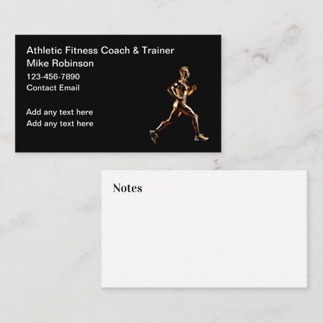 Classy Fitness Coach or Athletic Trainer Business Card (Front/Back)