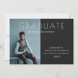 Classy Flat Photo Graduation Masculine Announcemen Announcement