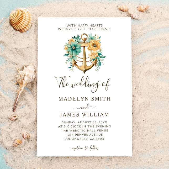Classy Floral Anchor | Summer Wedding Invitation (Creator Uploaded)