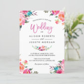 Classy Floral Blossom Watercolor Flowers Wedding Invitation (Standing Front)