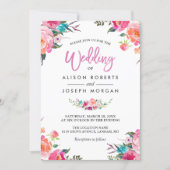 Classy Floral Blossom Watercolor Flowers Wedding Invitation (Front)