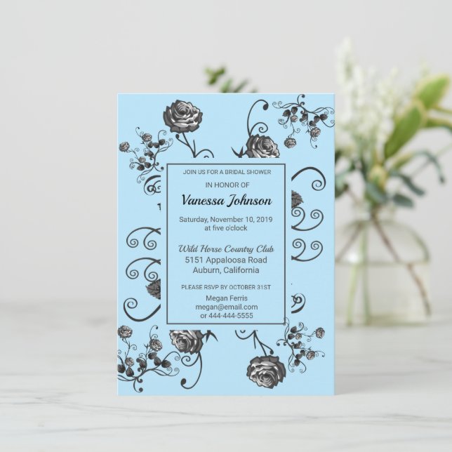 Classy Floral Bridal Shower Invitation (Standing Front)