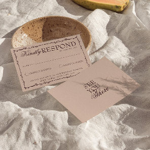 Classy Floral Burgundy Beige Old Money Wedding RSVP Card