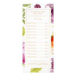Classy Floral Decor Beauty Salon SPA Price List Rack Card