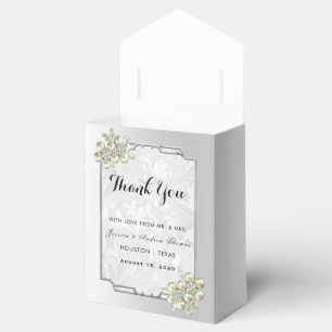 Classy Floral Gem, Silver Framed Wedding Favor Boxes