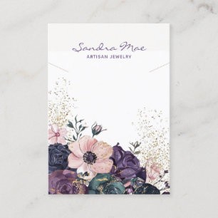 Classy Floral Gold Glitter Jewelry Display Card