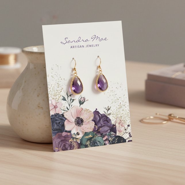 Classy Floral Gold Glitter Jewelry Display Card (Creator Uploaded)