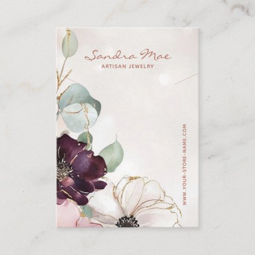 Classy Floral Gold Glitter Jewelry Display Card
