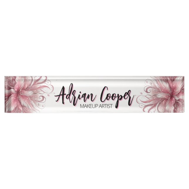 Classy Floral Lilies Desk Name Plate (Front)