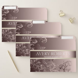 Classy Floral metallic rose gold File Folder