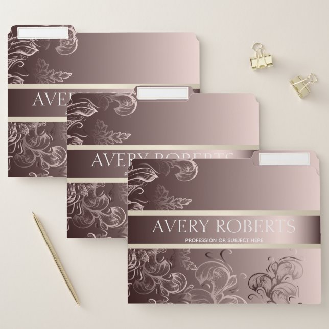 Classy Floral metallic rose gold File Folder (Set)