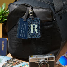 Classy Floral Monogrammed Letter R blue