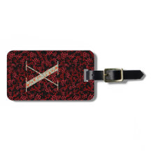 Classy Floral Monogrammed Letter X dark red