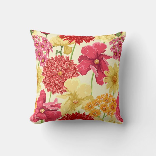 Classy Floral Pattern Throw Pillow (Front)