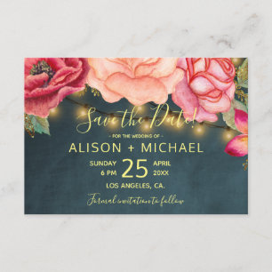 Classy floral pink blush peonies wedding save date save the date