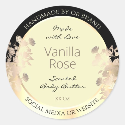 Classy Floral Product Packaging Labels Cream Gold