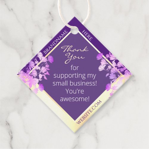 Classy Floral Purple and Gold Product Supplies Favor Tags