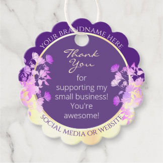 Classy Floral Purple and Gold Product Supplies Favor Tags
