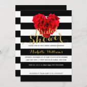 Classy Floral stripes bridal shower invitation (Front/Back)