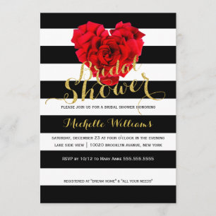 Classy Floral stripes bridal shower invitation