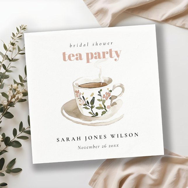 Classy Floral Tea Cup Bridal Shower Tea Party  Napkins (Creator Uploaded)