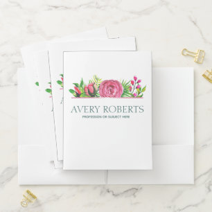 Classy Floral watercolor Elegant Pocket Folder