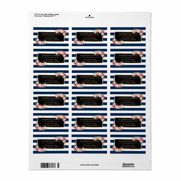 Classy Floral Wrap Navy Blue DIY Stripes Color Label