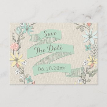 Classy Floral Wreath And Banner Save The Date Invitation by JK_Graphics at Zazzle