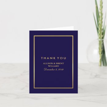 Classy Foil Gold Thank You Card - Navy Blue by Vineyard at Zazzle
