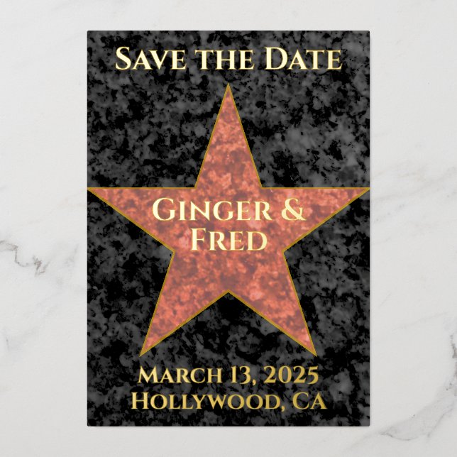 Classy Foil Hollywood Star Save the Date Foil Invitation (Front)
