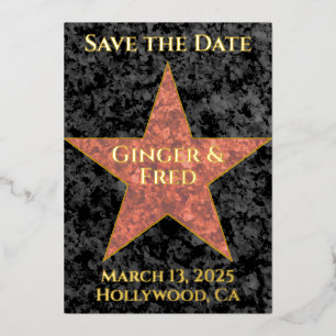 Classy Foil Hollywood Star Save the Date Invitation