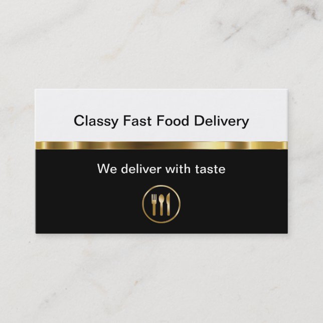 Classy Food Delivery Business Cards (Front)