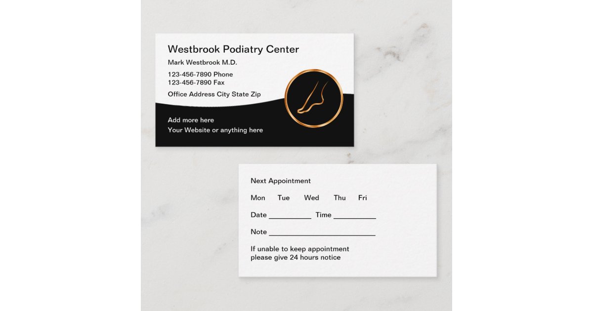 Classy Foot Doctor Appointment Cards Zazzle