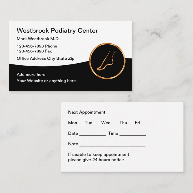 Classy Foot Doctor Appointment Cards (Front/Back)