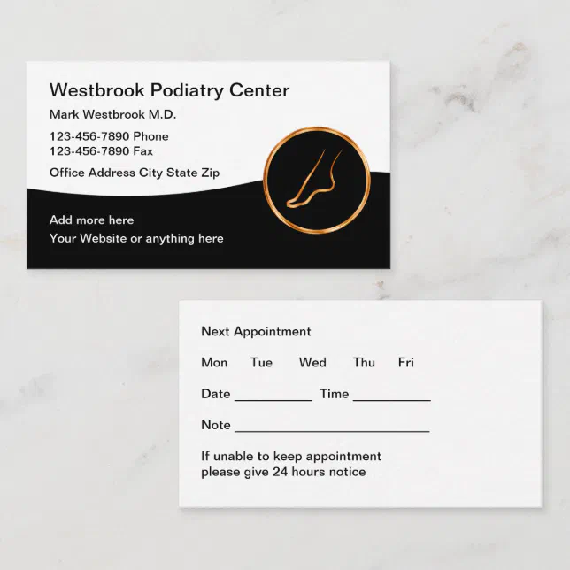 Classy Foot Doctor Appointment Cards Zazzle