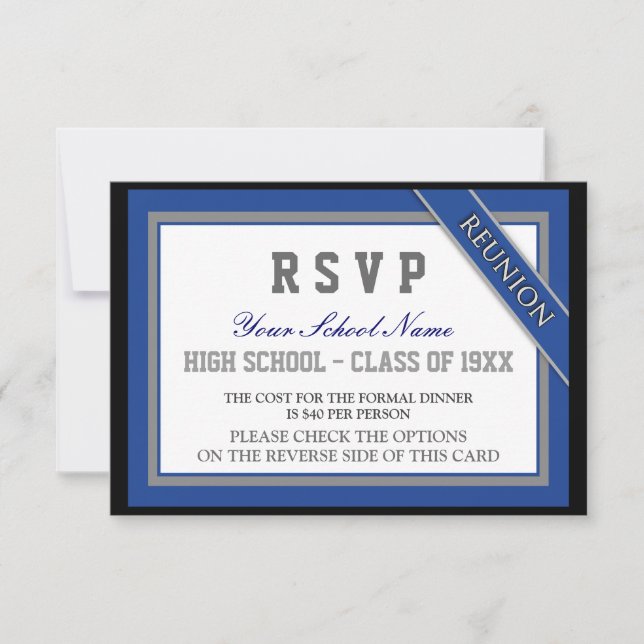 Classy Formal Class Reunion RSVP Card (Front)
