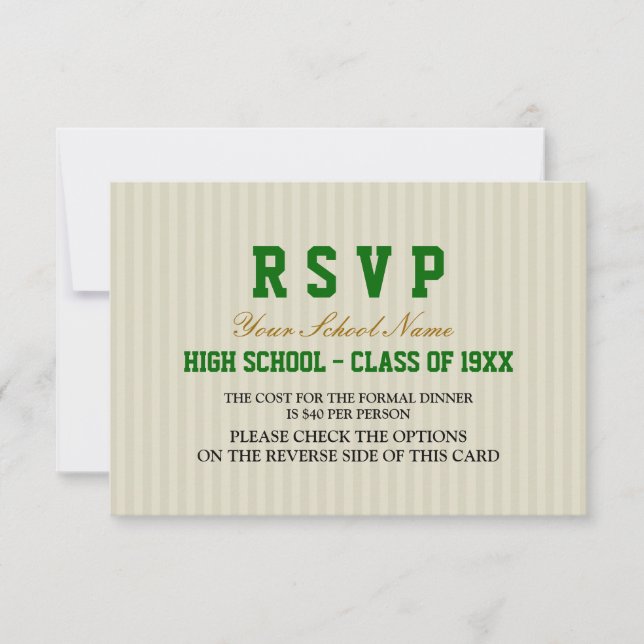 Classy Formal Class Reunion RSVP Card (Front)