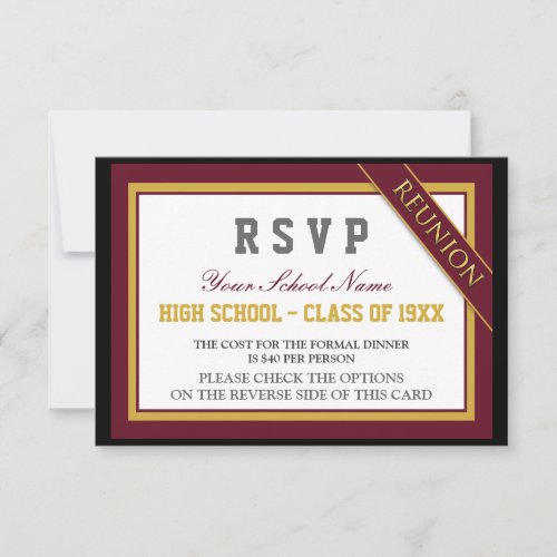 Classy Formal Class Reunion RSVP Invitation