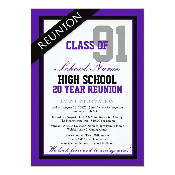 Classy Formal High School Reunion Card  Zazzle