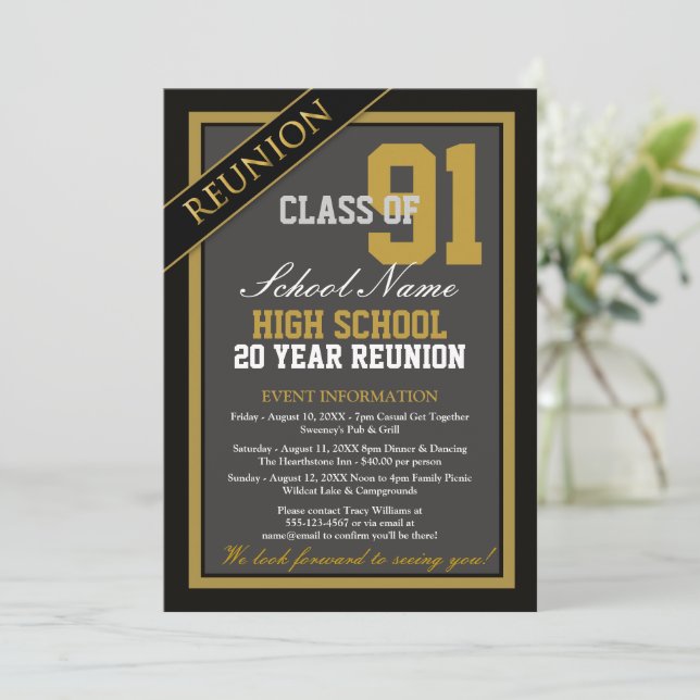 Classy Formal High School Reunion Invitation (Standing Front)