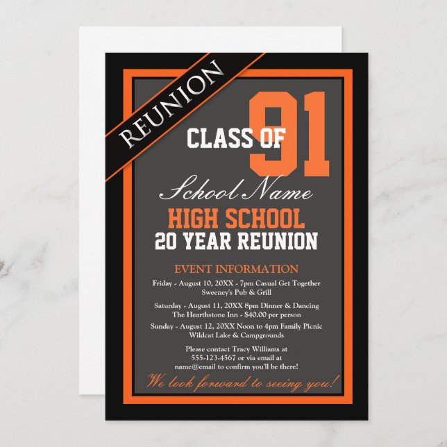 Classy Formal High School Reunion Invitation (Front/Back)