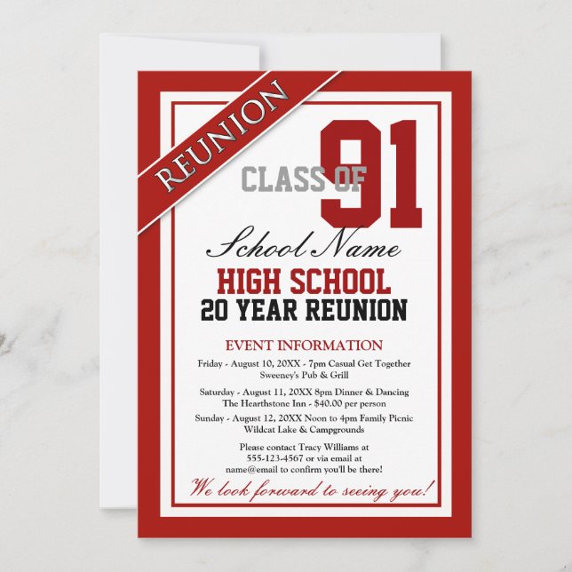 Classy Formal High School Reunion Invitation (Front)